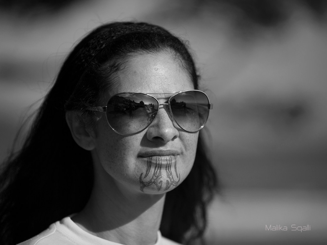 Maori woman with tattoo, photograph ©Malika Squalli